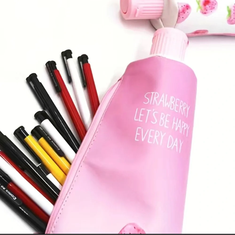 Strawberry Pencil Case & Sharpener Toothpaste Shape